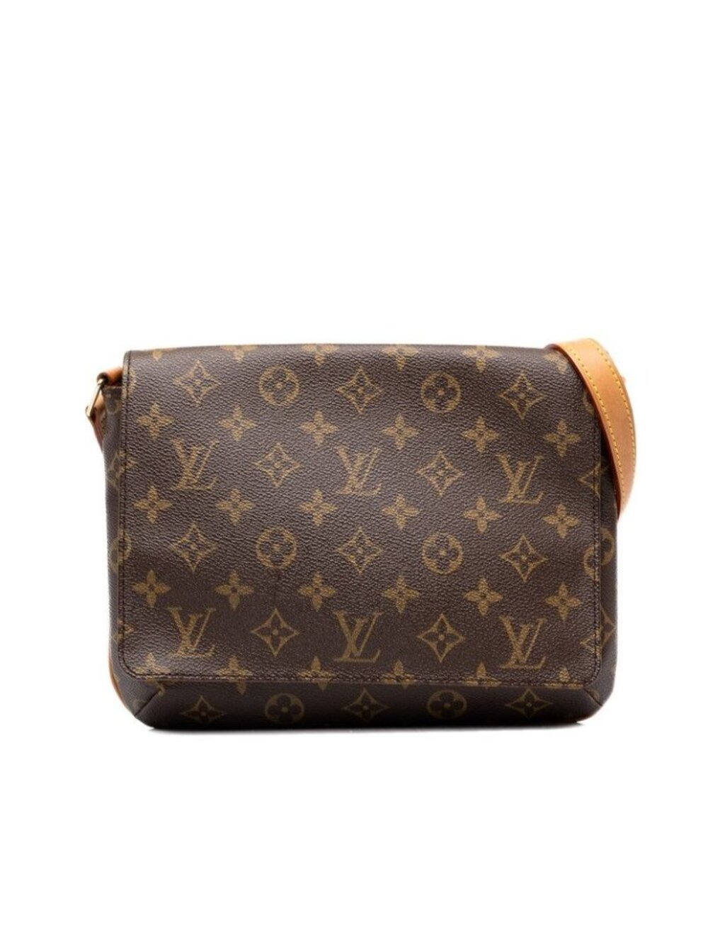 Louis Vuitton Monogram Musette Tango Short Bag Brown Leather